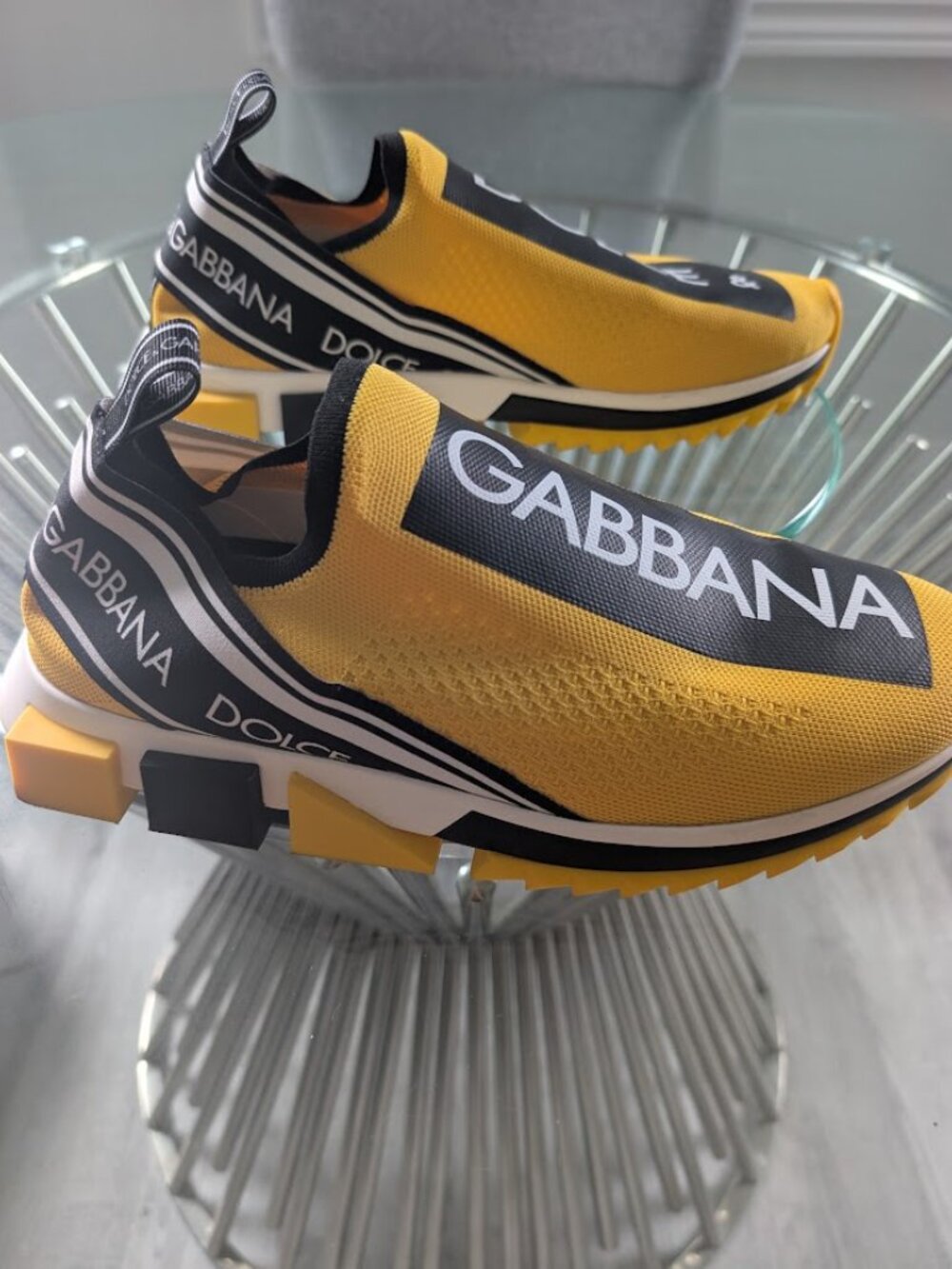 Dolce & Gabbana Sorrento Sneakers Yellow Knit Fabric EUR size 44 Unisex - Picture 6 of 11